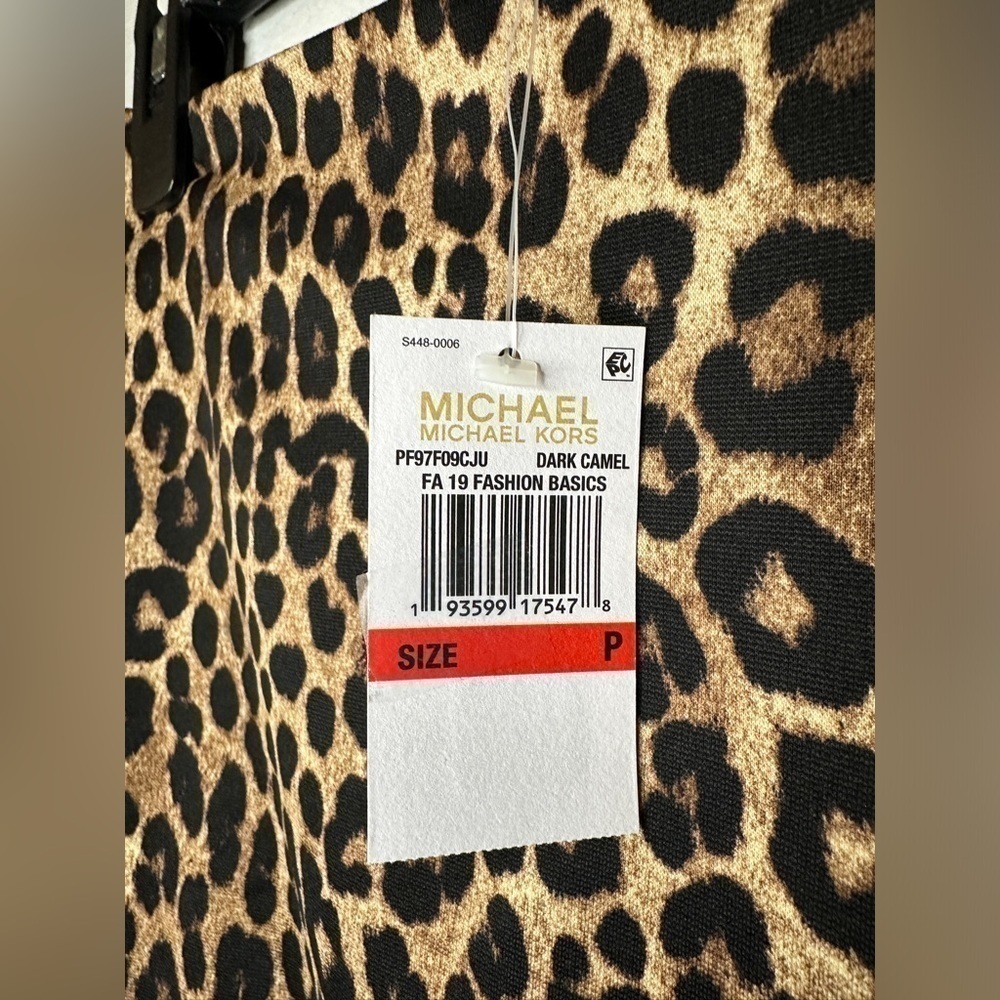 NWT Michael Kors Cheetah Print & Faux Leather A-line Skirt Size P (size 2) - Picture 8 of 9